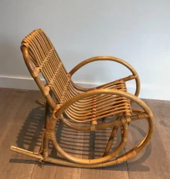 Pamono Rattan Children's Rocking Chair, 1970s Outlet