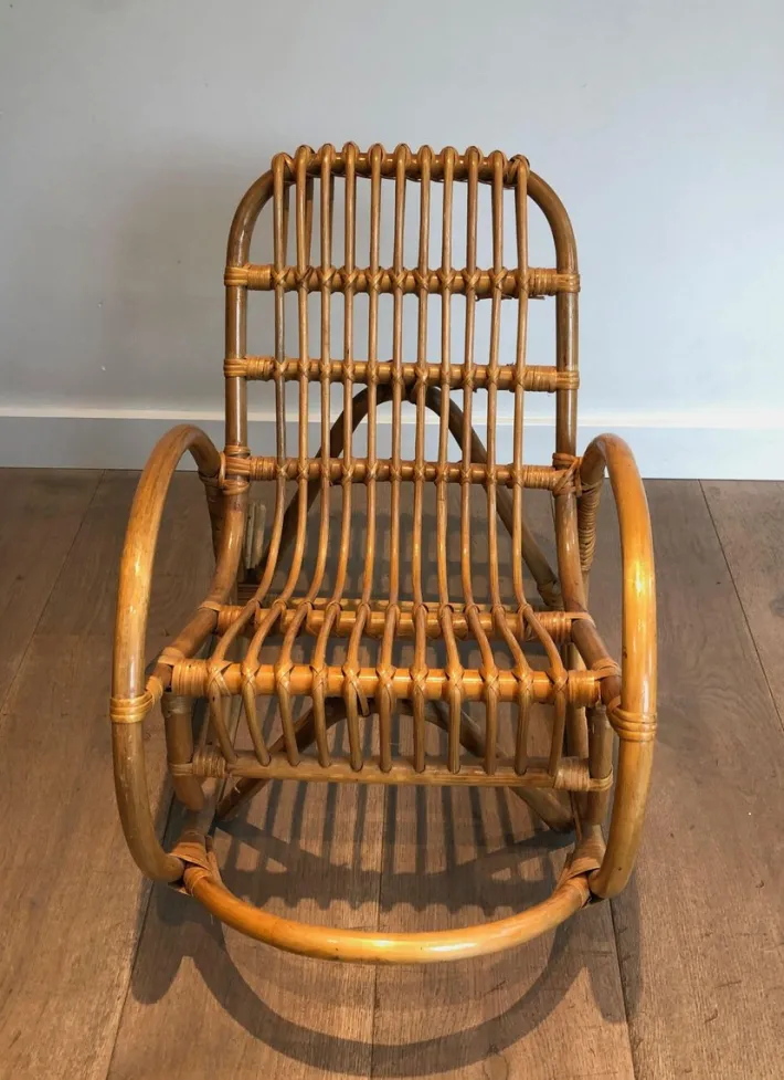 Pamono Rattan Children's Rocking Chair, 1970s Outlet