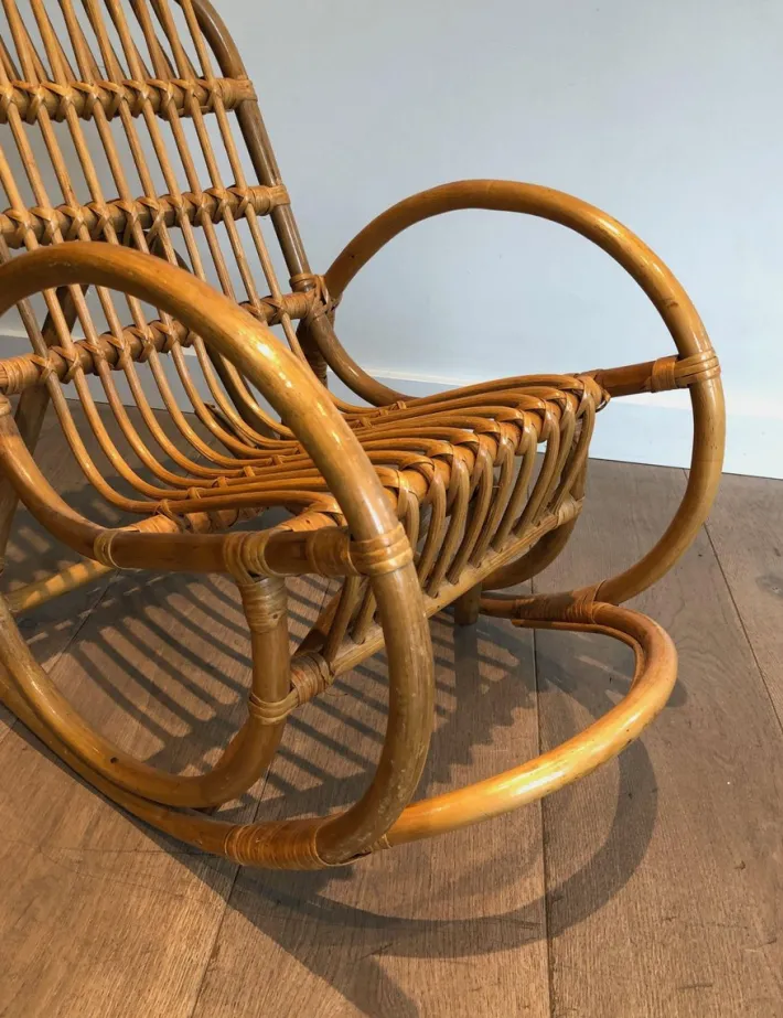 Pamono Rattan Children's Rocking Chair, 1970s Outlet