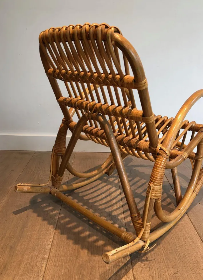 Pamono Rattan Children's Rocking Chair, 1970s Outlet