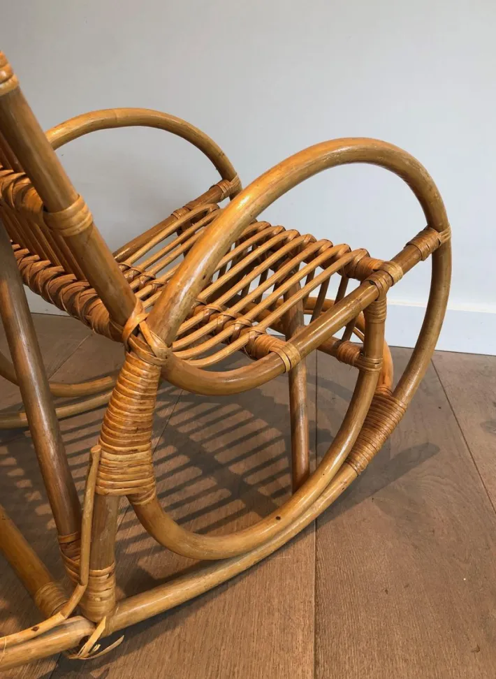 Pamono Rattan Children's Rocking Chair, 1970s Outlet