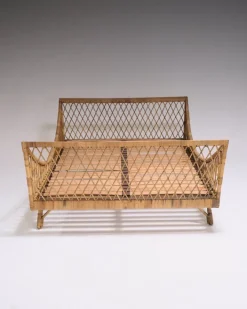 Pamono Rattan Daybed in the style of Jean Royère, 1970s New