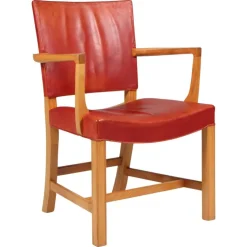 Pamono Red Chair in Elm and Leather by Kaare Klint for Rud Rasmussen, 1960s New