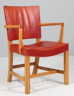 Pamono Red Chair in Elm and Leather by Kaare Klint for Rud Rasmussen, 1960s New