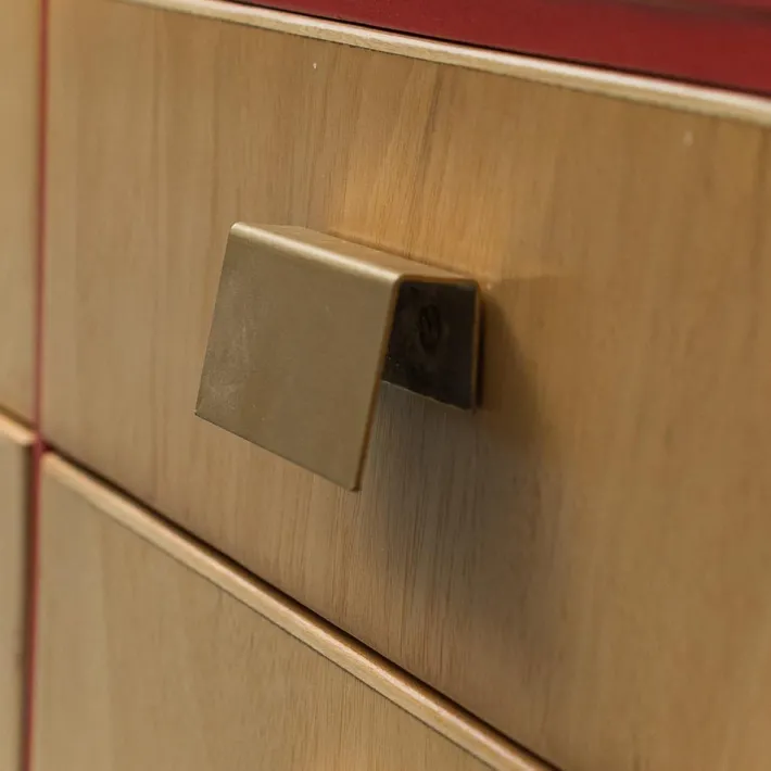 Pamono Red Wooden Chest of Drawers, 1960s New