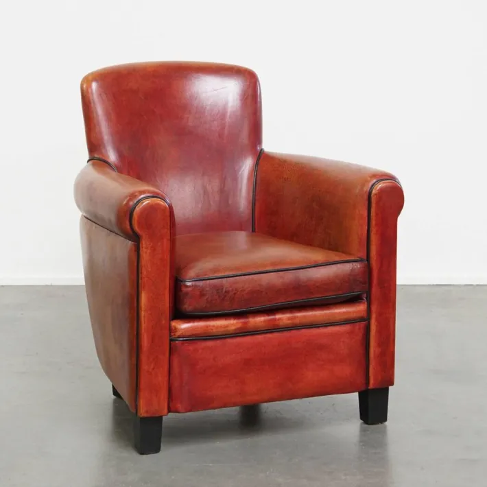 Pamono Reddish Brown Sheepskin Armchair