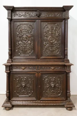 Pamono Renaissance Revival Oak 2-Part Buffet Cabinet, France, Mid-19th Century New