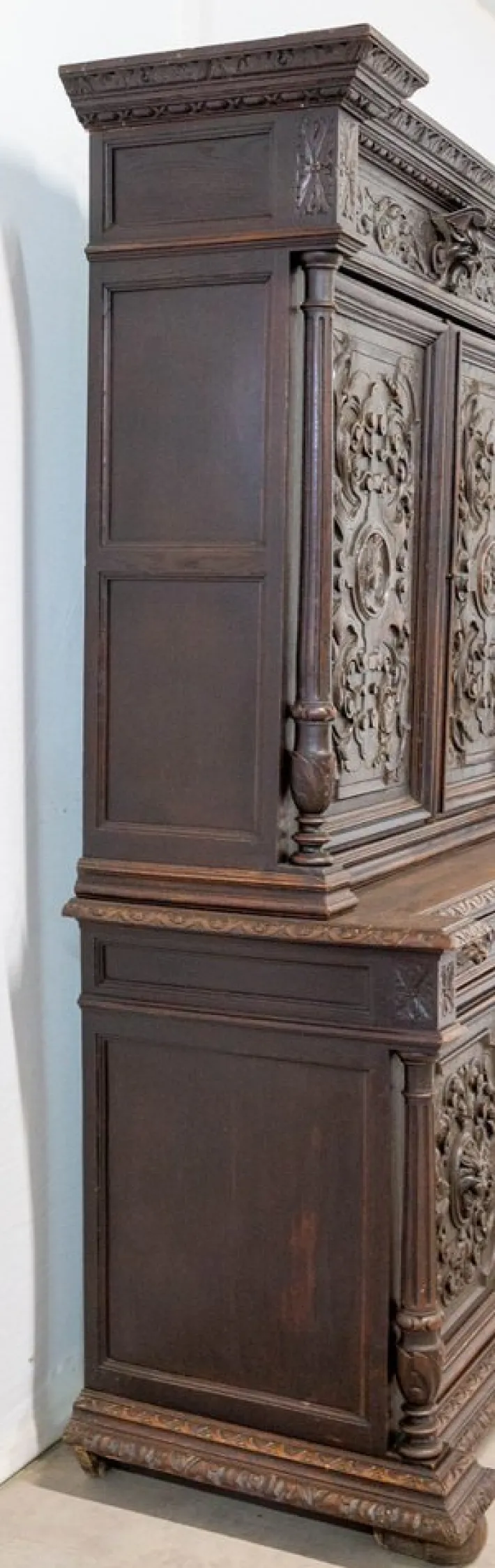 Pamono Renaissance Revival Oak 2-Part Buffet Cabinet, France, Mid-19th Century New