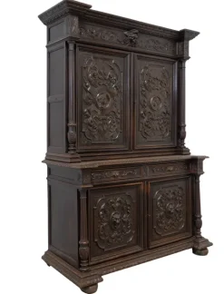 Pamono Renaissance Revival Oak 2-Part Buffet Cabinet, France, Mid-19th Century New