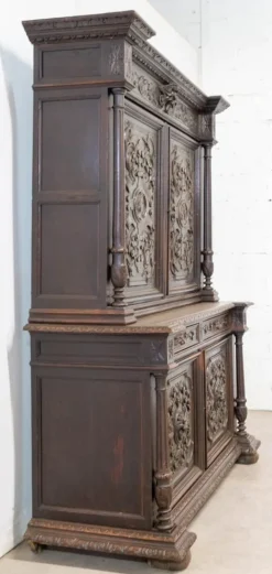 Pamono Renaissance Revival Oak 2-Part Buffet Cabinet, France, Mid-19th Century New