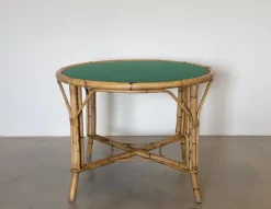 Pamono Round Bamboo Game Table, 1970s Online