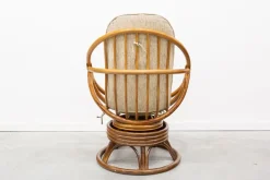 Pamono Round Bamboo Swivel Armchair, 1970s