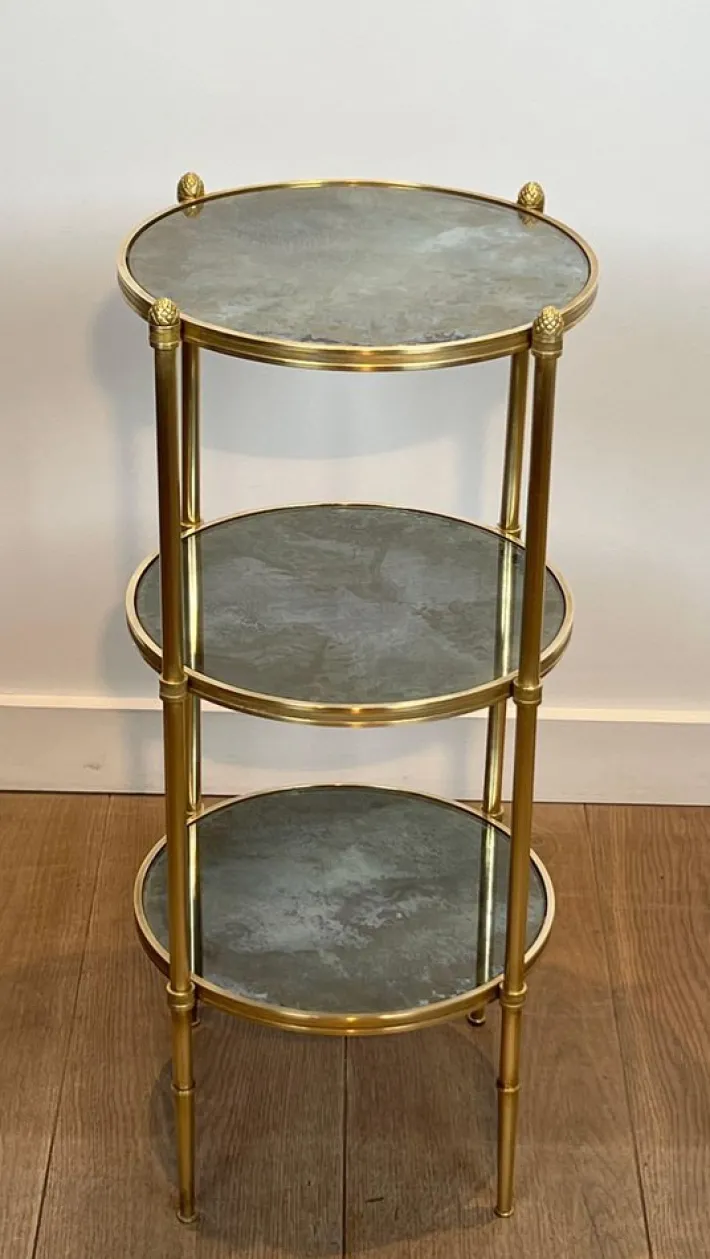 Pamono Round Bronze Sellette Table with Triple Eglomised Mirror Tops by Maison Baguès Online