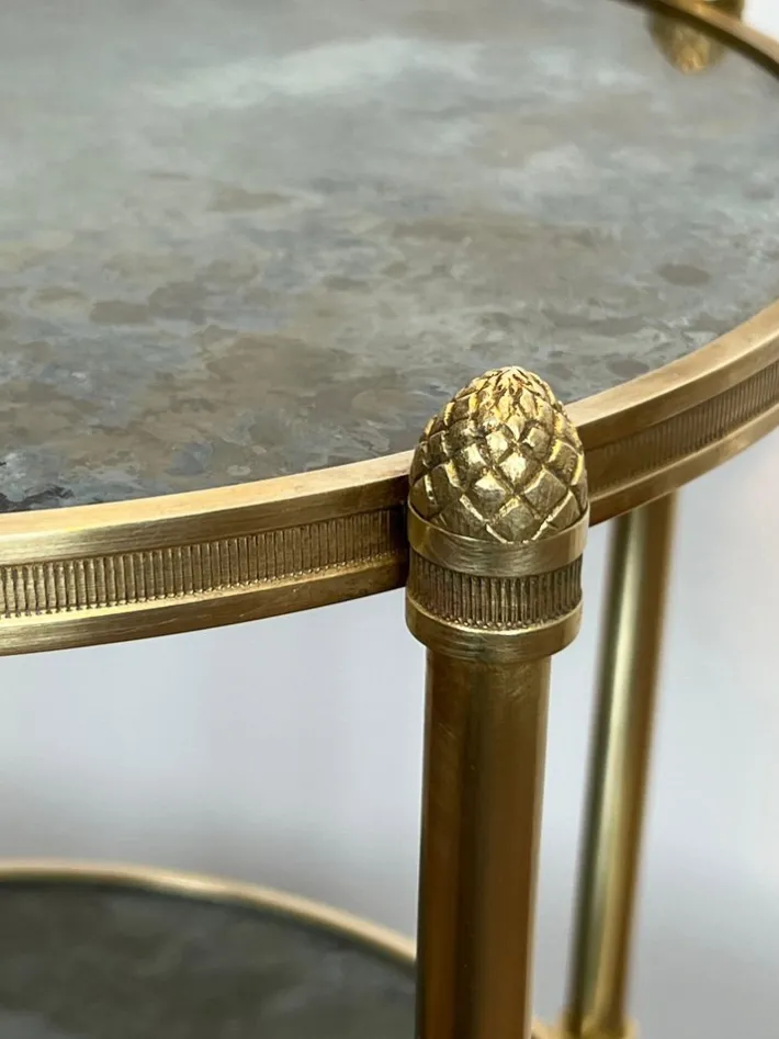 Pamono Round Bronze Sellette Table with Triple Eglomised Mirror Tops by Maison Baguès Online