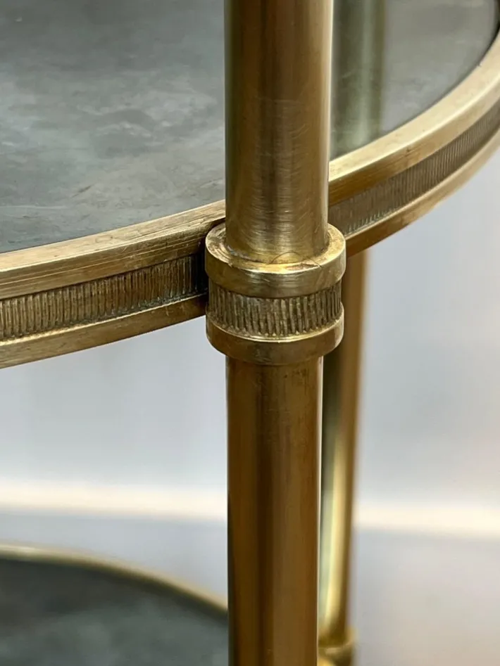 Pamono Round Bronze Sellette Table with Triple Eglomised Mirror Tops by Maison Baguès Online