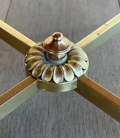 Pamono Round Coffee Table in Brass with Black Lacquered Glass Top by Maison Jansen New