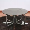 Pamono Round Glass and Chrome Metal Table, 1970s