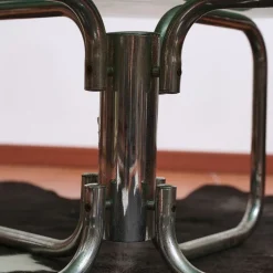 Pamono Round Glass and Chrome Metal Table, 1970s