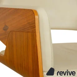 Pamono S 847 Swivel Chair in Cream Leather and Brown Wood from Thonet Best