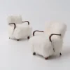Pamono Scandinavian Art Deco Lounge Chairs in Mongolian Sheepskin, 1950s, Set of 2 Sale