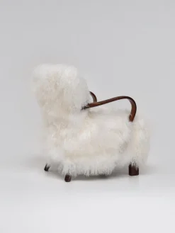 Pamono Scandinavian Art Deco Lounge Chairs in Mongolian Sheepskin, 1950s, Set of 2 Sale