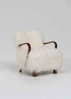 Pamono Scandinavian Art Deco Lounge Chairs in Mongolian Sheepskin, 1950s, Set of 2 Sale