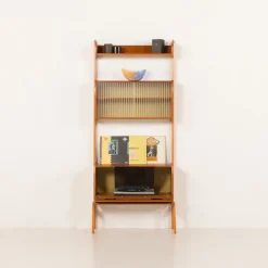 Pamono Scandinavian Free Standing Wall Unit with Audio Apliances Cabinet, 1960s Online