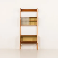 Pamono Scandinavian Free Standing Wall Unit with Audio Apliances Cabinet, 1960s Online