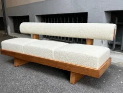 Pamono Scandinavian Sofa in White Bouclé and Light Wood, 2000s Clearance