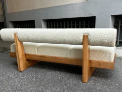 Pamono Scandinavian Sofa in White Bouclé and Light Wood, 2000s Clearance
