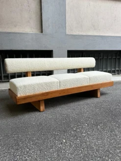 Pamono Scandinavian Sofa in White Bouclé and Light Wood, 2000s Clearance