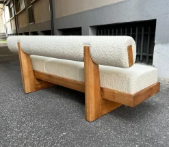 Pamono Scandinavian Sofa in White Bouclé and Light Wood, 2000s Clearance