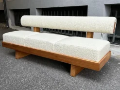 Pamono Scandinavian Sofa in White Bouclé and Light Wood, 2000s Clearance