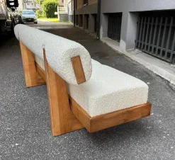 Pamono Scandinavian Sofa in White Bouclé and Light Wood, 2000s Clearance