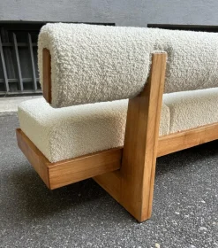 Pamono Scandinavian Sofa in White Bouclé and Light Wood, 2000s Clearance
