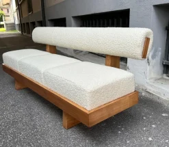 Pamono Scandinavian Sofa in White Bouclé and Light Wood, 2000s Clearance