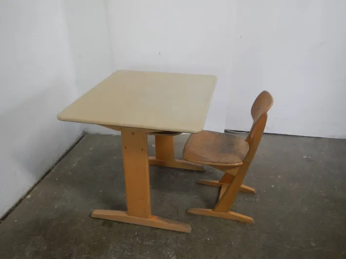 Pamono School Bench with Chair, 1960, Set of 2 Discount