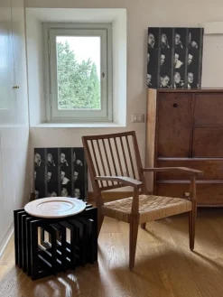 Pamono Sculptural Black Wood Side Table, France, 1980s New