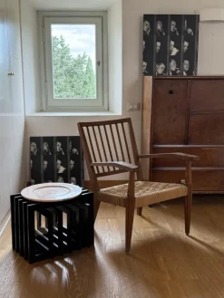 Pamono Sculptural Black Wood Side Table, France, 1980s New