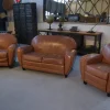 Pamono 2-Seater Sofa and Club Armchairs in Faux Leather, 1980s, Set of 3 Outlet