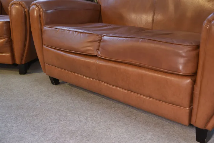 Pamono 2-Seater Sofa and Club Armchairs in Faux Leather, 1980s, Set of 3 Outlet