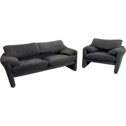Pamono 2-Seater Sofa and Lounge Chair for Cassina attributed to Vico Magistretti for Cassina, 1970s, Set of 2 Discount