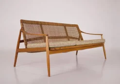 Pamono 3-Seater Splint Bench by Egon Eiermann for Hartmut Lohmeyer, 1950s