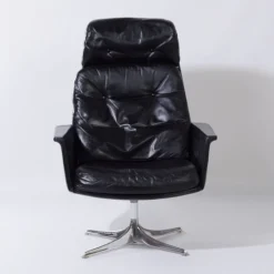 Pamono Sedia Swivel Chair in Black Leather attributed to Horst Brüning for Cor, 1960s Discount