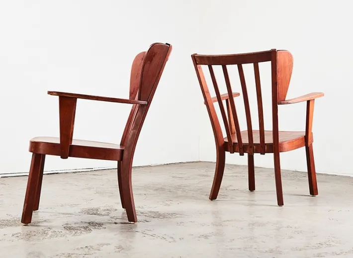 Pamono Set of Canada Easy Chairs by Christian E. Hansen for Fritz Hansen, Denmark, 1940s New