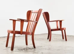 Pamono Set of Canada Easy Chairs by Christian E. Hansen for Fritz Hansen, Denmark, 1940s New