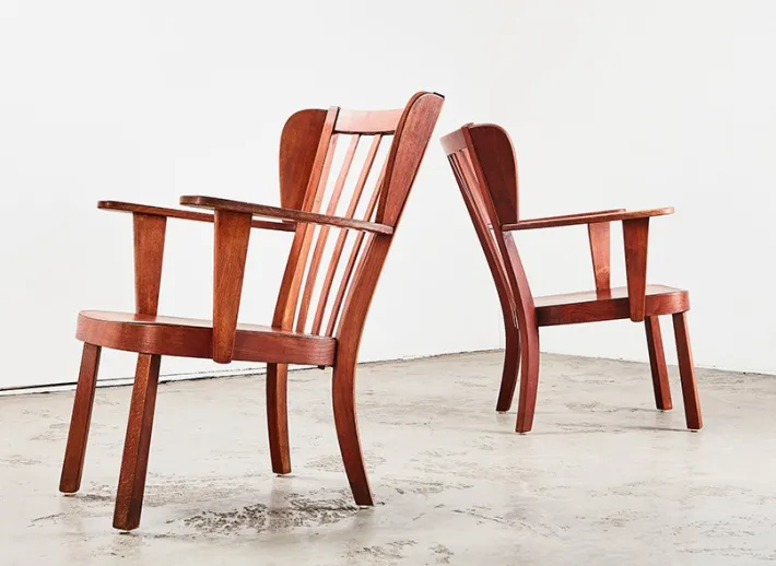 Pamono Set of Canada Easy Chairs by Christian E. Hansen for Fritz Hansen, Denmark, 1940s New