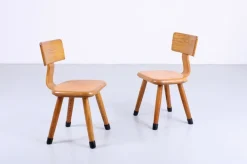 Pamono Set of Children's Chairs in Beech Wood by VD Woude, 1950s Sale