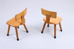 Pamono Set of Children's Chairs in Beech Wood by VD Woude, 1950s Sale