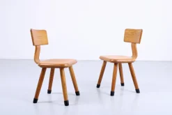Pamono Set of Children's Chairs in Beech Wood by VD Woude, 1950s Sale